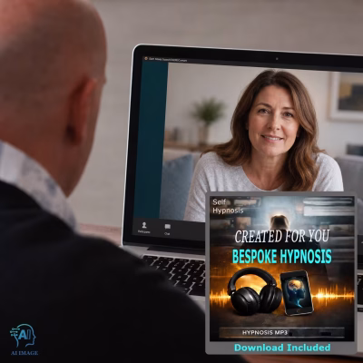 middle aged lady receiving online hypnotherapy